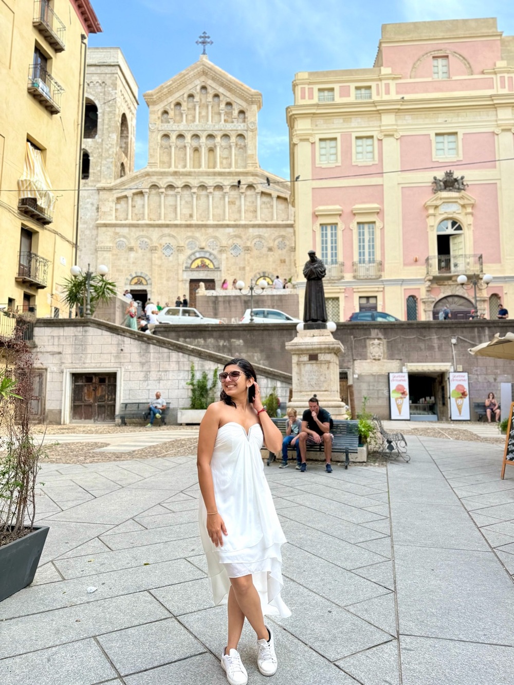 JJs House White Strapless High-Low Summer Dress
